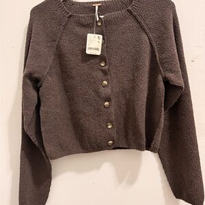 NWT Free People Button-Up Sweater - Brown
